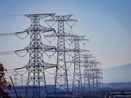 鉄塔郡 鉄塔,風景,空の写真素材