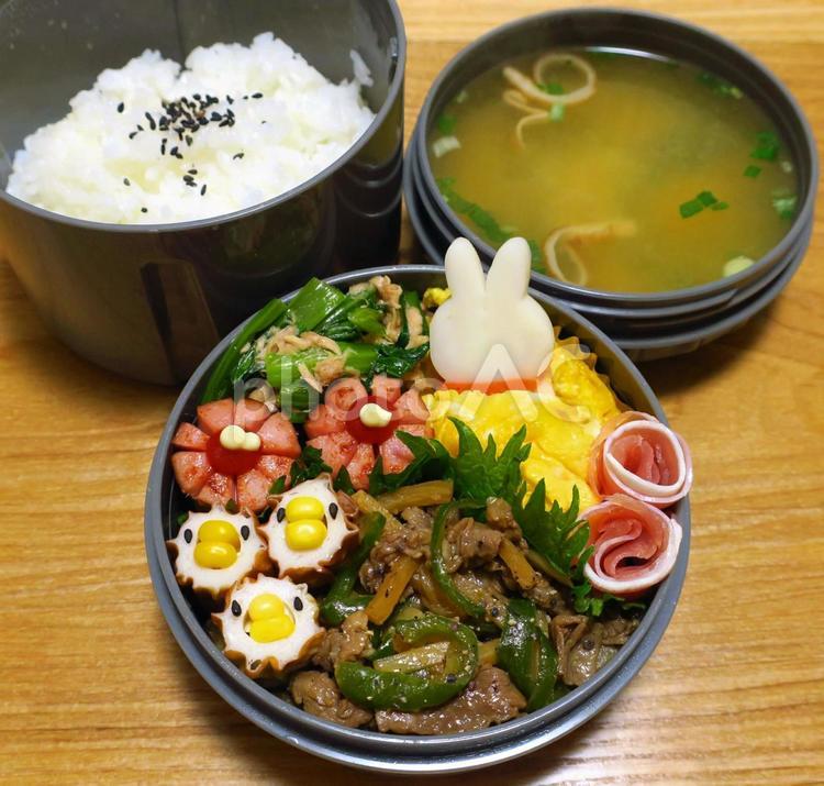 手作り弁当　牛肉とタケノコの中華炒め 手作り,弁当,ランチの写真素材