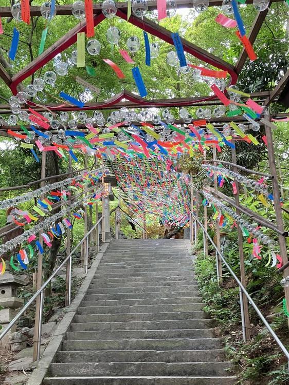 風鈴と石階段2 風鈴,かえる寺,如意輪寺の写真素材