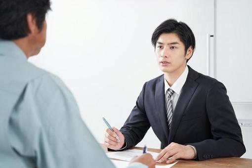 Japanese male sales position to discuss construction, construction, meeting, male, JPG