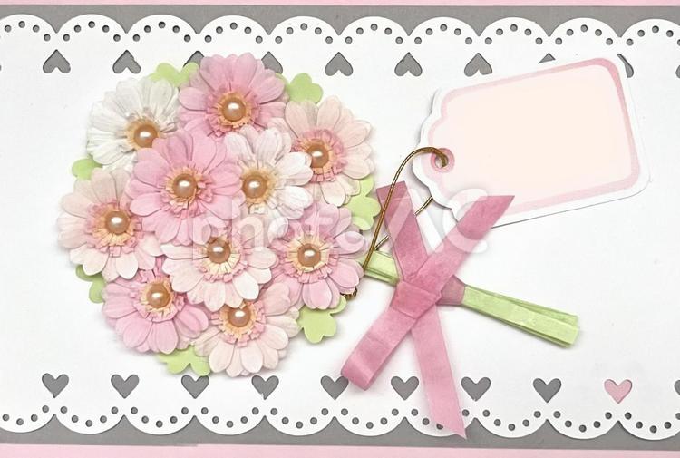 花束のメッセージカード 花束,花,ガーベラの写真素材