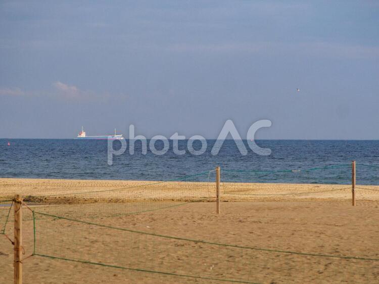 船と海と砂浜 海,船,タンカーの写真素材