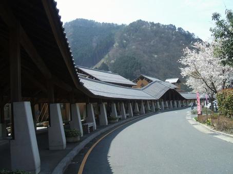 奥津温泉の建物 奥津温泉,建物,湾曲の写真素材