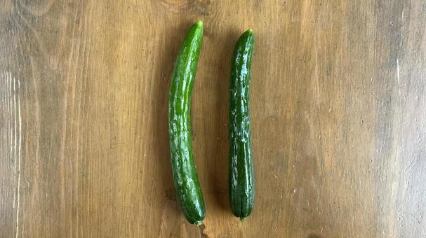 きゅうり2本(俯瞰) きゅうり2本(俯瞰) きゅうり,野菜,夏野菜の写真素材