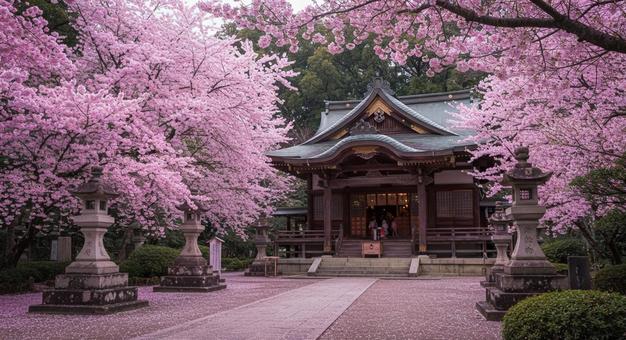 春桜満開 静かで穏やかな日本の古寺 春桜満開 静かで穏やかな日本の古寺の写真