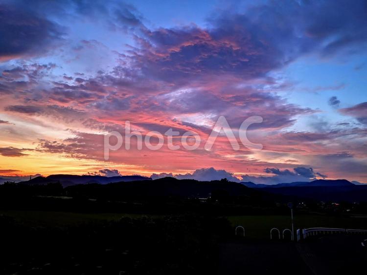 沼田の夕焼け⑫ 夕焼け,絶景,夕陽の写真素材