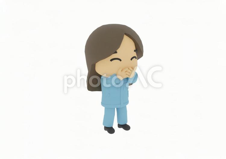 口元に手を当てて笑う工場の女性作業員 労働者,現場監督,設備士の写真素材