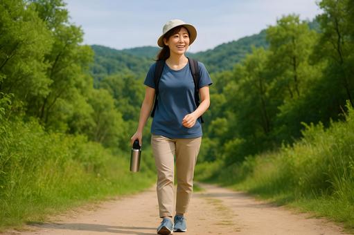 夏アウトドア女性 夏アウトドア女性の写真