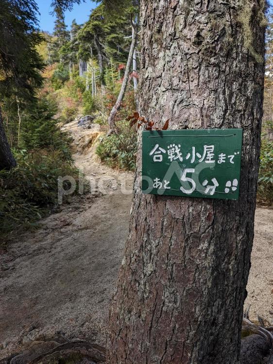 燕岳　登山　合戦小屋への道案内 登山,ハイキング,アルプス山脈の写真素材
