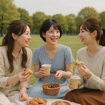 公園での楽しいピクニック 公園での楽しいピクニックの写真