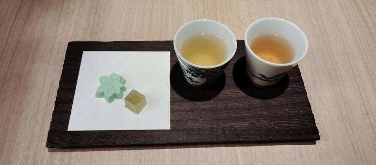 Tea tasting comparison Japanese sweets, JPG