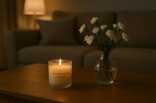 アロマとキャンドルで整う夜の写真