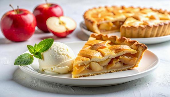 アップルパイとアイスクリーム アップルパイとアイスクリームの写真