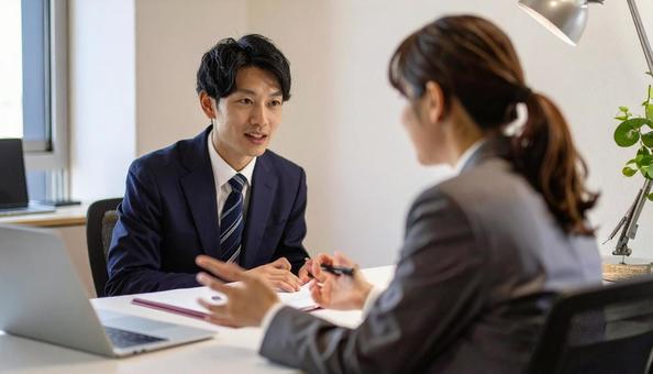 テーブルを囲んで会議するビジネスパーソン テーブルを囲んで会議するビジネスパーソンの写真