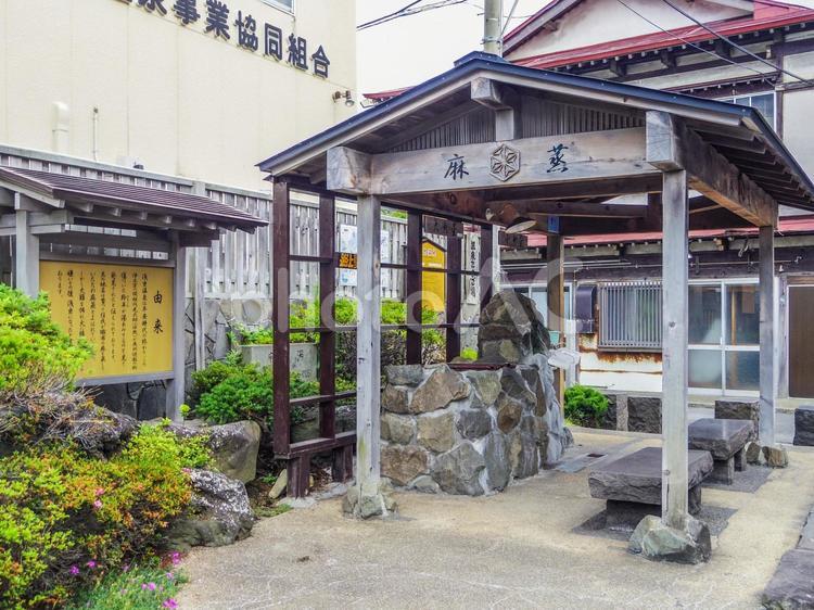【青森県】青森市・浅虫温泉の足湯 浅虫温泉,温泉街,足湯の写真素材