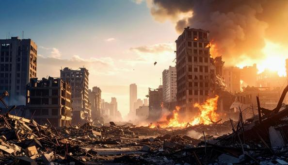破壊されたビル、都市の光景 破壊されたビル、都市の光景 の写真