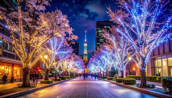 クリスマスのナイトイルミネーション クリスマスのナイトイルミネーションの写真