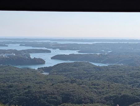 三重県　英虞湾　横山展望台　景色　島旅 竹,竹細工,灯籠の写真素材