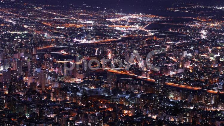 美しい札幌の夜景 日本新三大夜景,ビル街,シンボルの写真素材