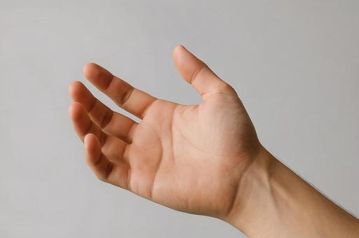 手元に伸ばす人の手のひら・しぐさ・片手 手元に伸ばす人の手のひら・しぐさ・片手の写真