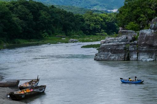 長瀞のライン下り ライン下り,船,カヌーの写真素材
