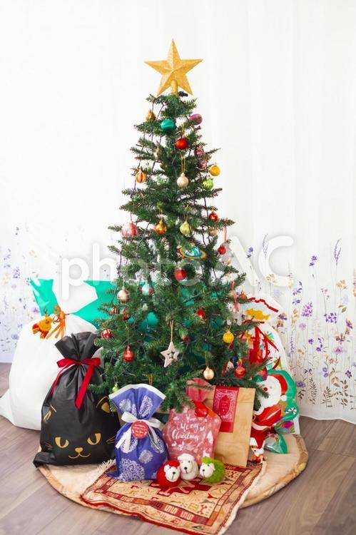 室内用クリスマスツリーとプレゼント クリスマス,クリスマスツリー,プレゼントの写真素材