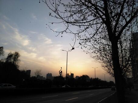 中国蘭州の夕焼け 中国蘭州の夕焼けの写真