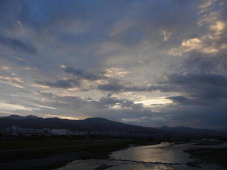 酒匂川夏の夕景 酒匂川夏の夕景の写真