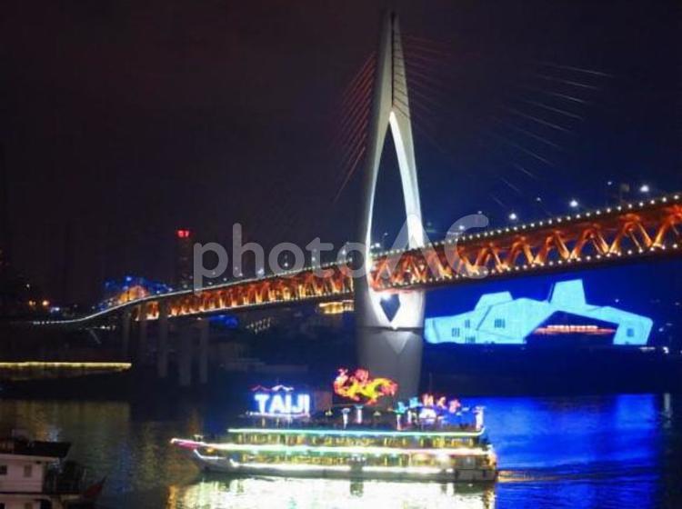 中国　重慶の夜景　14 夜景,中国,重慶の写真素材