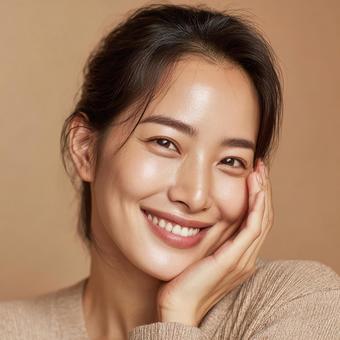 自然な美しさの韓国人女性クローズアップ 自然な美しさの韓国人女性クローズアップの写真