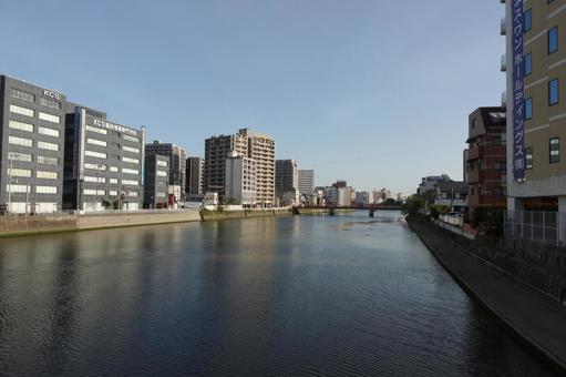 福岡の川 福岡の川 福岡,天神,朝の写真素材