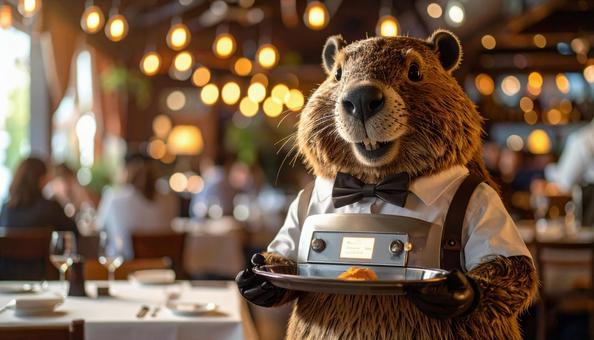 やたらリアルなビーバー型配膳ロボット01 やたらリアルなビーバー型配膳ロボット01の写真