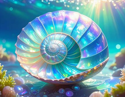 きれいな虹色の巻貝01 きれいな虹色の巻貝01の写真