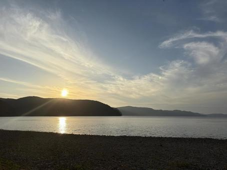 sunset sunset 自然,湖,猪苗代湖の写真素材