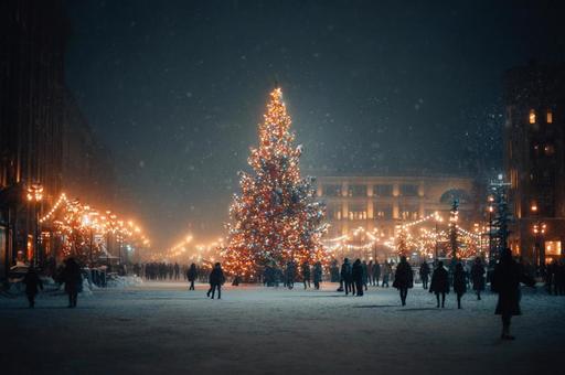 街の巨大なクリスマスツリー 街の巨大なクリスマスツリーの写真