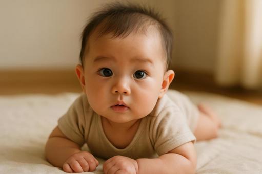 うつ伏せの赤ちゃん うつ伏せの赤ちゃんの写真