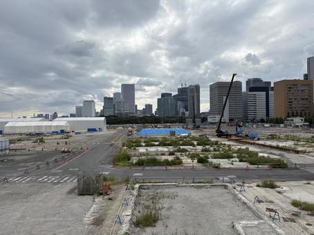 築地跡地 築地跡地 築地,跡地,曇りの写真素材