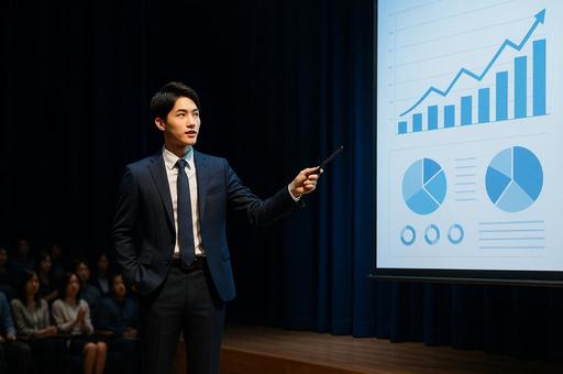 大ホールでの本格プレゼンの写真