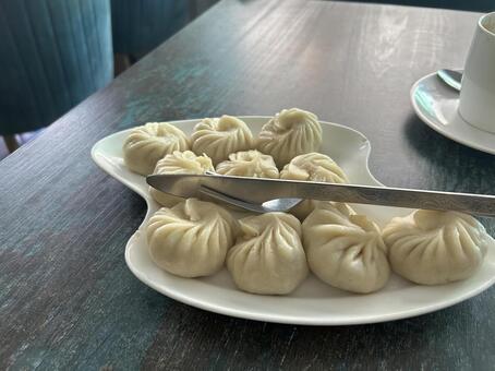 モモ モモ,ぎょうざ,インドの写真素材