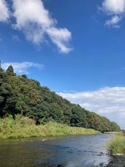 川と空 川と空 青空,川,木の写真素材