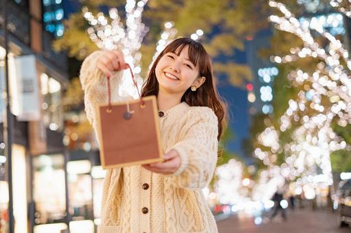 Woman with a present, present, christmas, valentine's day, JPG