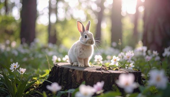 森の中のかわいいうさぎ 森の中のかわいいうさぎの写真