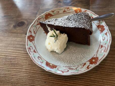 濃厚ガトーショコラとホイップクリーム ガトーショコラ,チョコレートケーキ,チョコケーキの写真素材