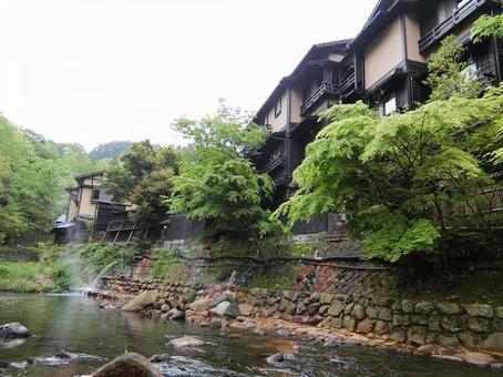 熊本 黒川温泉街を流れる田の原川3 熊本 黒川温泉街を流れる田の原川3 黒川温泉,南小国温泉郷,温泉郷の写真素材
