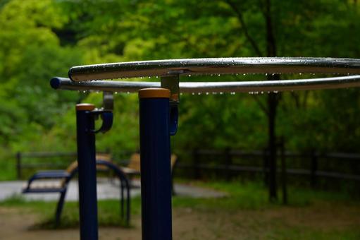 雨の公園 雨の公園の写真