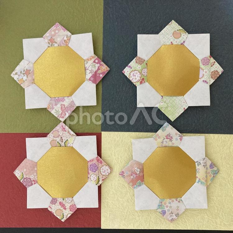 金ピカコースター 金,オリガミ,折り紙の写真素材