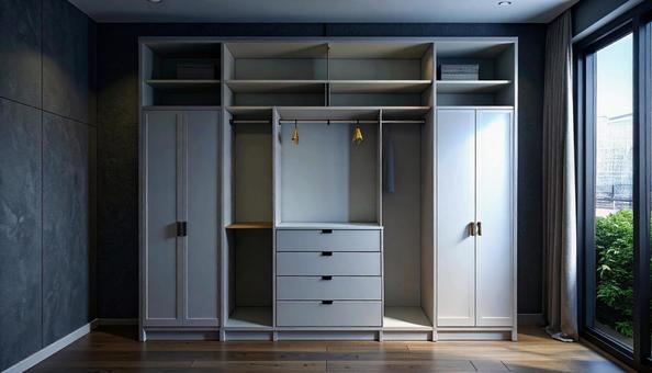 空の白いクローゼットの写真