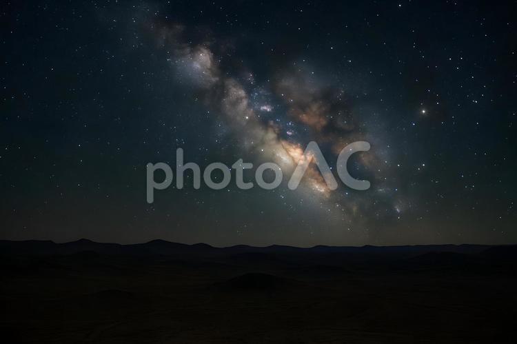 砂漠の天の川 天の川,銀河,星空の写真素材