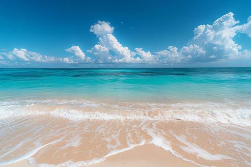 透き通る青い海と白い砂浜の風景 透き通る青い海と白い砂浜の風景の写真
