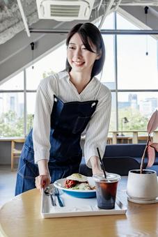 Photo, female, cafe, clerk, 